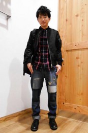 グローバルワークチェックシャツコーデ4