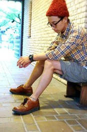 GAPチェックシャツコーデ4