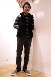 グローバルワークチェックシャツコーデ2