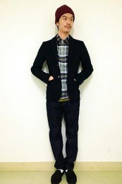 グローバルワークチェックシャツコーデ3