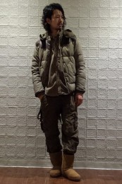 ミネトンカムートンブーツ着こなし1