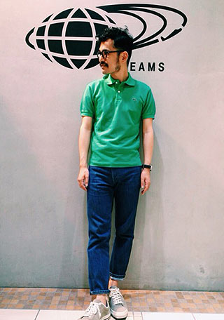 鹿の子ポロシャツコーデ1