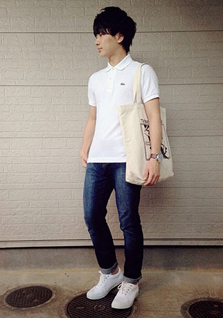 ラコステポロシャツ白