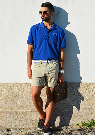 ラコステ青ポロシャツ