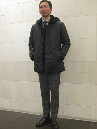 キルティングコートスーツコーデ5