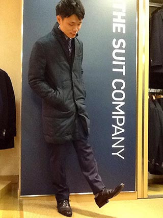 ダウンコートスーツコーデ4