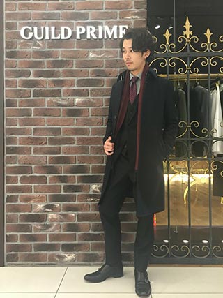 ステンカラーコートスーツコーデ1