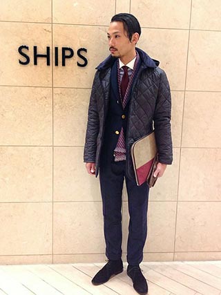 キルティングコートスーツコーデ4