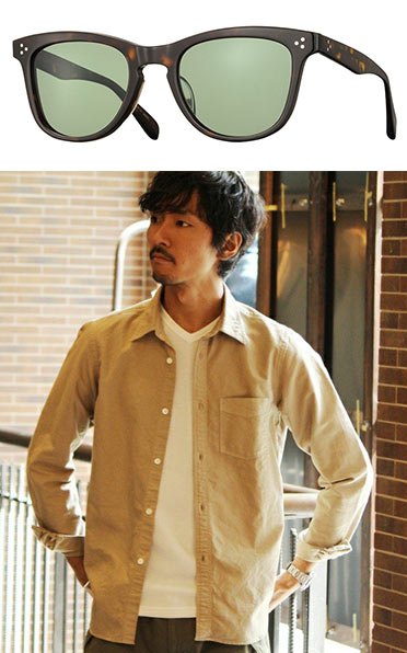 【べっ甲フレーム】×ベージュトップス