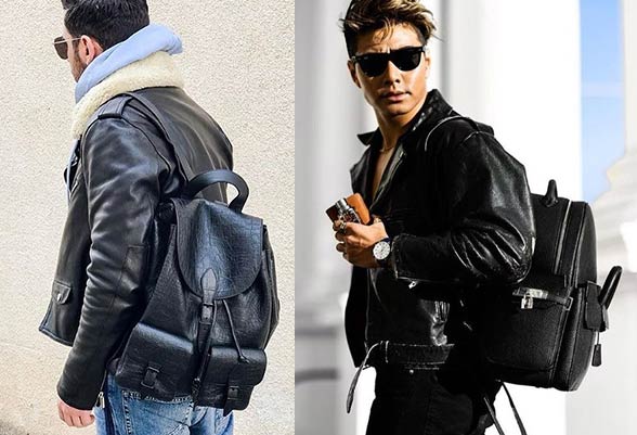 黒リュック背負い方