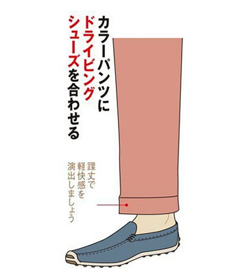 カラーパンツと靴
