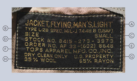 フライトジャケット ラベルの見方