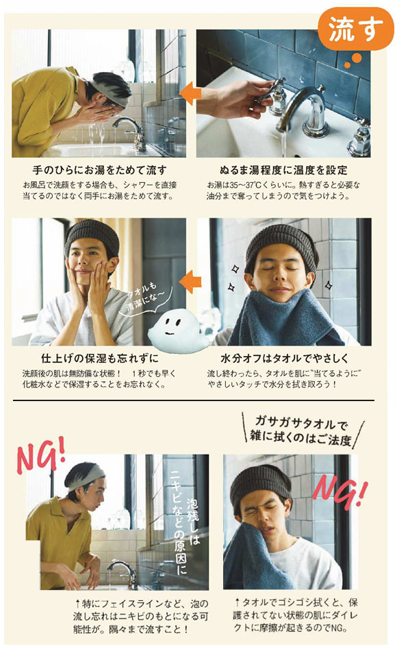 メンズ洗顔 流す