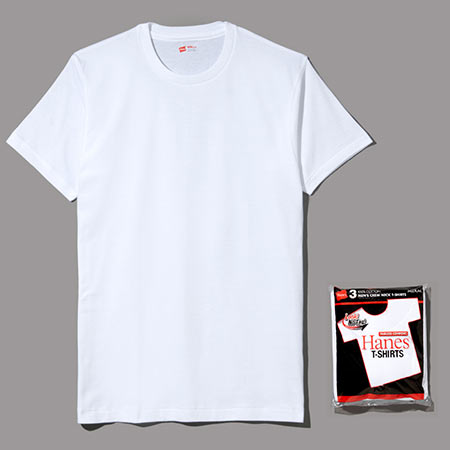 ヘインズ  3P アカラベル クルーネックＴシャツ
